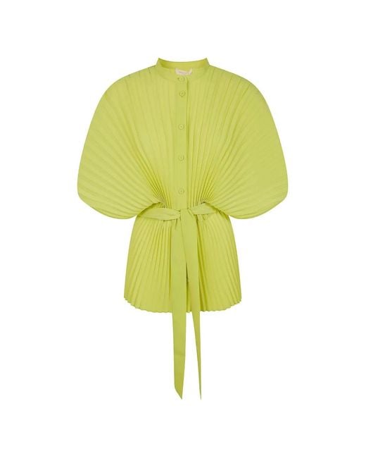 Twinset Yellow Pleated Tie Shirt