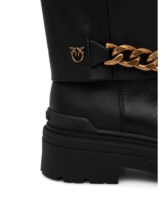 Pinko Black Chain-Detail Boots