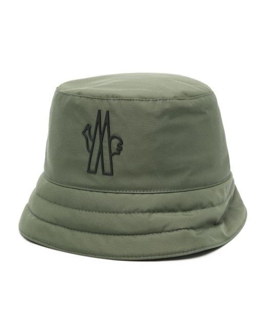 3 MONCLER GRENOBLE Green Logo-appliqué Shell Bucket Hat for men