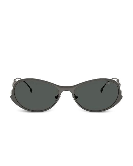 DIESEL Gray Oval-Frame Embellished-Arms Sunglasses