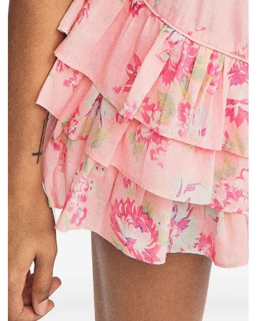 LoveShackFancy Green Ruffled Mini Skirt