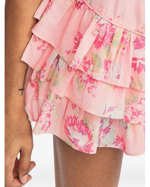 LoveShackFancy Green Ruffled Mini Skirt