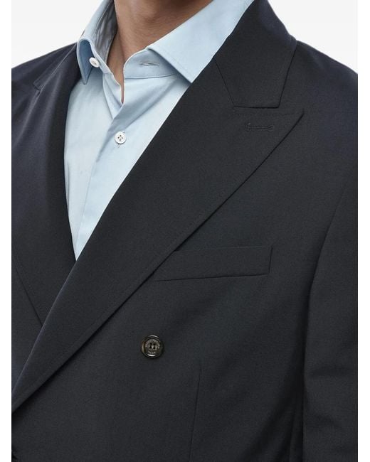 Paolo Pecora Blue Double-Breasted Blazer for men