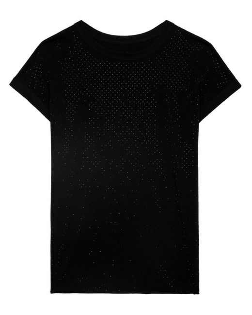 Zadig & Voltaire Black Cecilia Crystal-Embellished T-Shirt