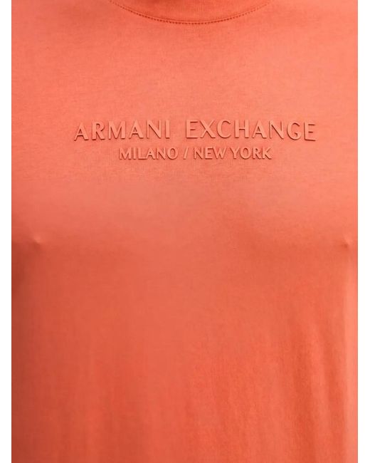 ARMANI EXCHANGE Orange Logo-Embossed T-Shirt for men
