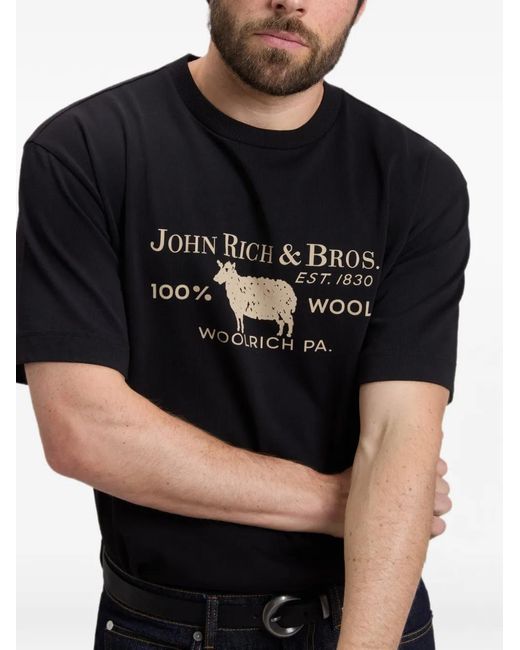 Woolrich Black Graphic-Print Heavy Jersey T-Shirt for men
