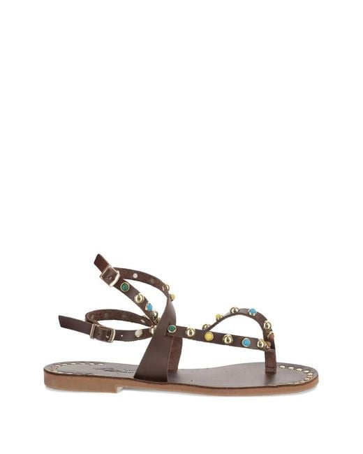 KIMAI White Embellished Leather Sandals