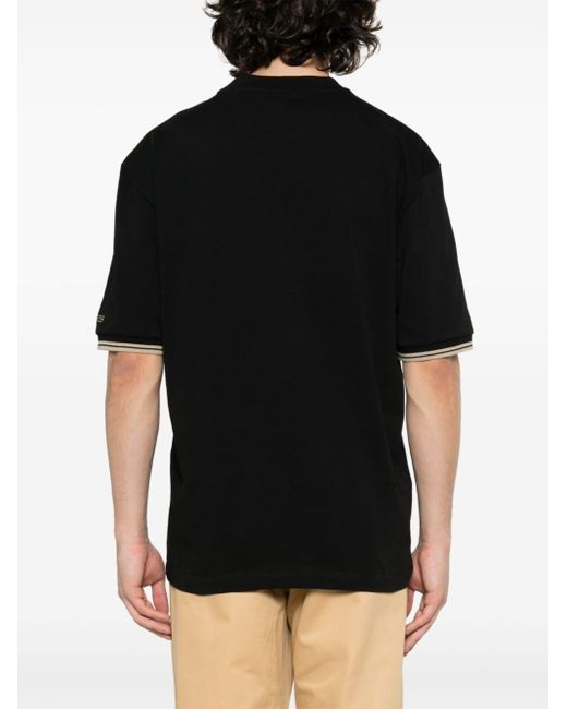 Boggi Gestreept Katoenen T-shirt Met Geborduurd Logo in het Black voor heren