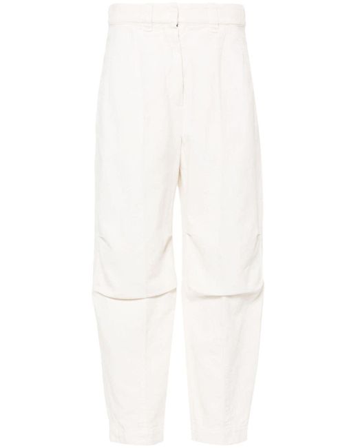 Brunello Cucinelli White Halbhohe Tapered-Jeans
