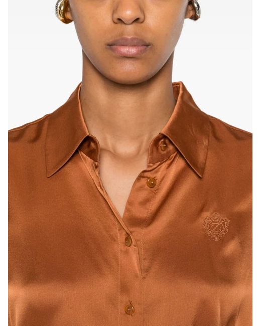 Satin Silk Shirt-Donna di Zimmermann in Orange
