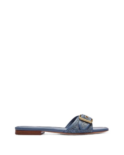 COACH White Crystal-Embellished Buckle-Fastening Sandals