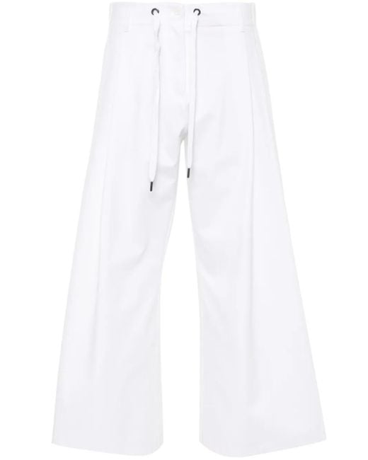 Brunello Cucinelli White Pleat-Detail Cropped Trousers