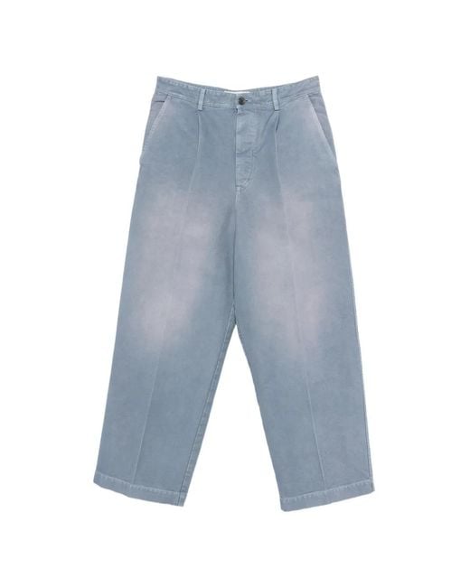 Marni Blue Pleated Button-Fastening Trousers for men