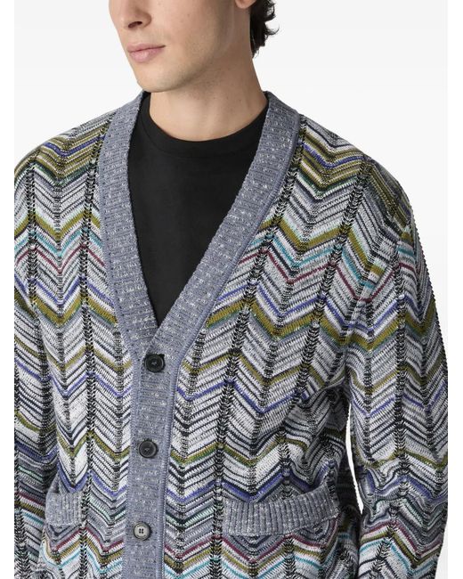 Missoni Gray Chevron-Pattern Cardigan for men