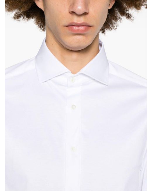Chemise en coton à col italien Brunello Cucinelli pour homme en coloris White
