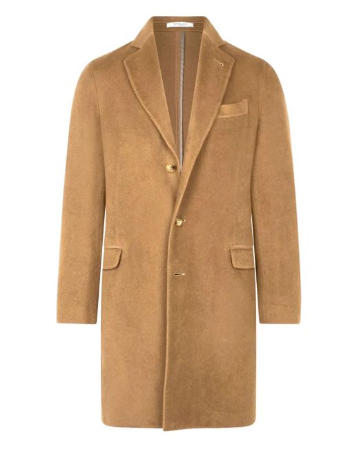 Boglioli Natural Three-Button Brushed Cashmere Coat for men