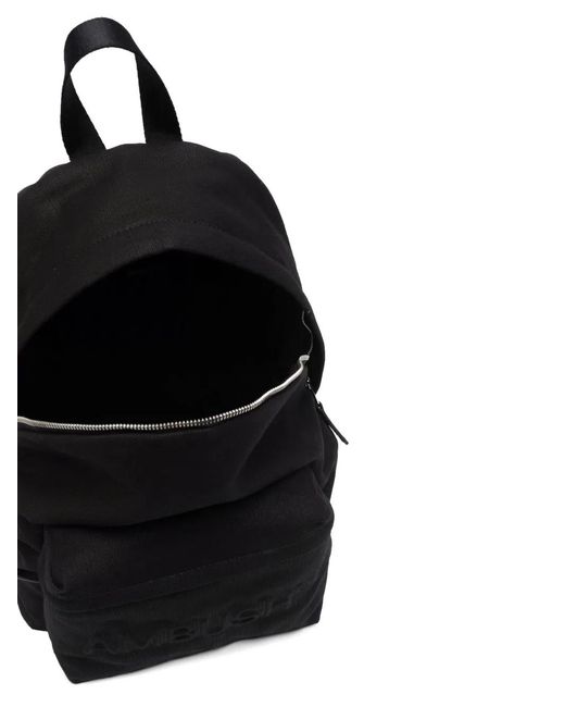 Ambush Black Embossed-Logo Backpack for men
