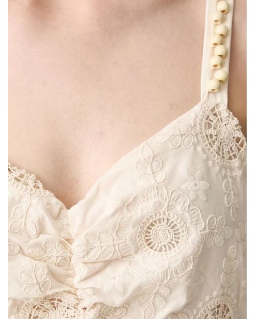 Pedro Del Hierro Madrid Natural Beaded-Strap Embroidered Maxi Dress