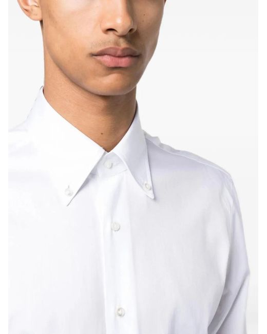 Barba Napoli White Button-Down Long-Sleeve Shirt for men