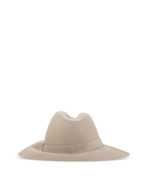 Fay White Wide-Brim Logo-Plaque Hat