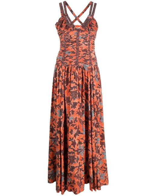 Ulla Johnson Ruched-bodice Maxi Dress in Orange | Lyst UK