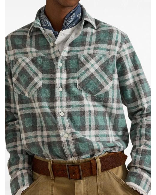Polo Ralph Lauren Blue Classic-Fit Plaid Flannel Workshirt for men