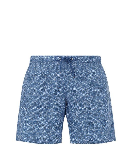 Paul & Shark Blue Geometric Watercolor Print Swim Shorts for men