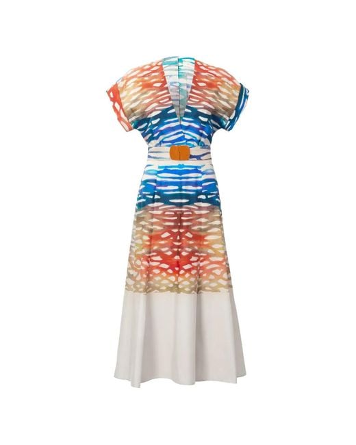 Silvia Tcherassi White Sakura Belted Midi Dress