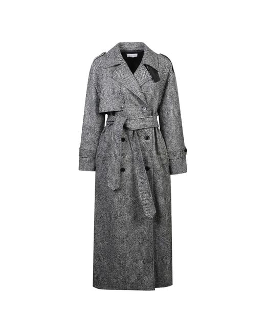 THE NINA STUDIO Gray Check Belted Coat