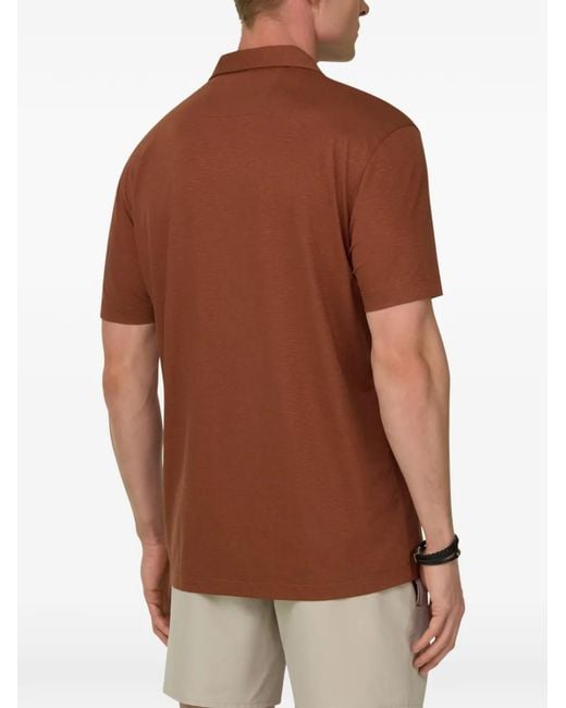 Boggi Brown Slub-Texture Short-Sleeved Polo Shirt for men
