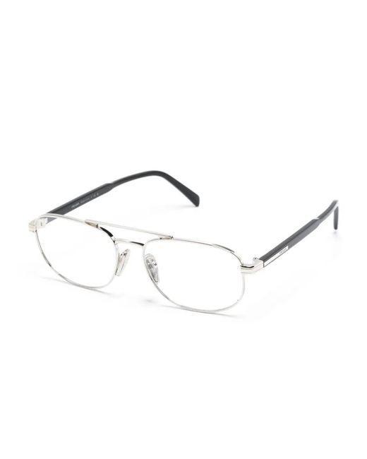 Prada Natural Logo-Print Aviator-Frame Glasses for men