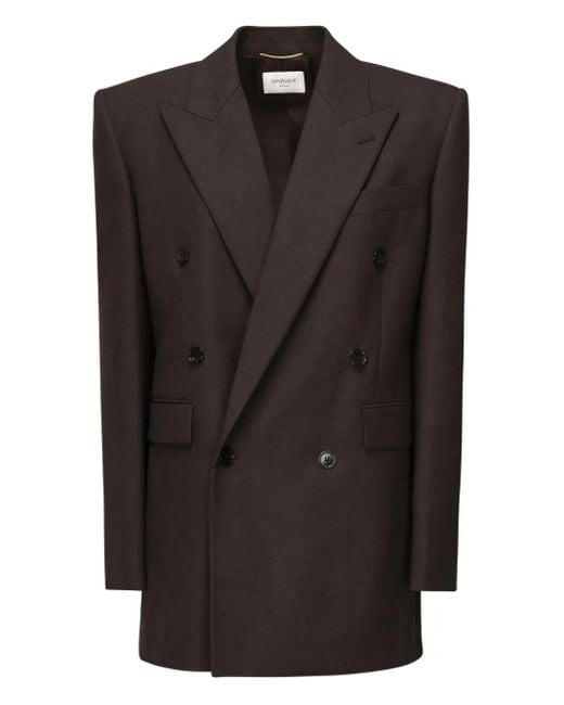 Saint Laurent Jack Met Dubbele Rij Knopen En Gewatteerde Schouders in het Black