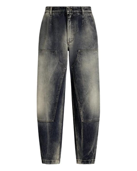 Dolce & Gabbana Gray Panelled Plaque Jeans for men