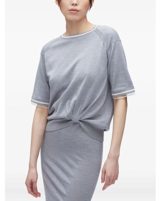 3.1 Phillip Lim Gray Knot-Detail Merino Midi Dress