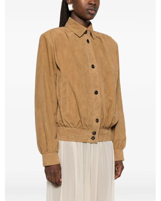 Saint Laurent Natural Suede Buttoned Jacket