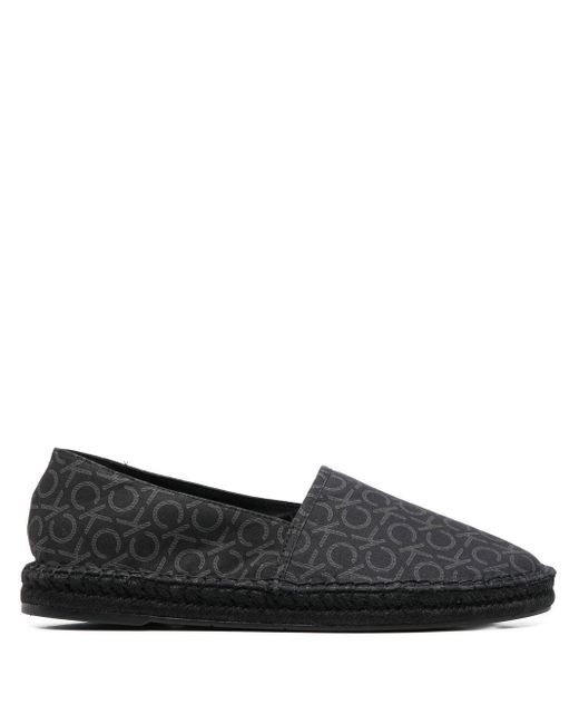 Calvin Klein Synthetic Logo-print Closed Toe Espadrilles in Black for Men | Lyst
