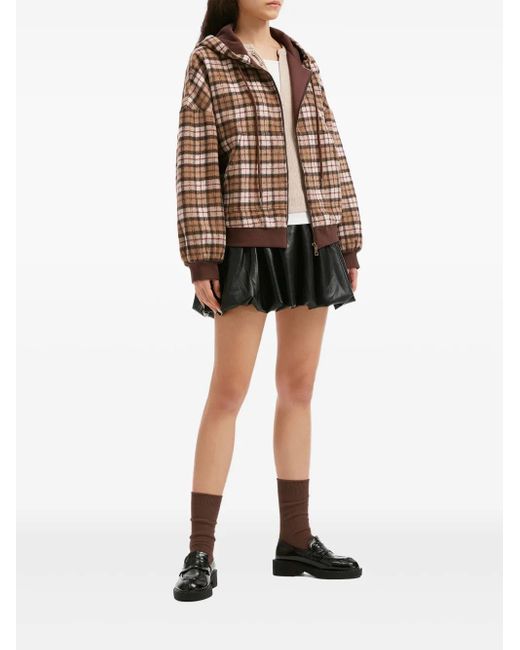 B+ AB Brown Check-Pattern Hoodie