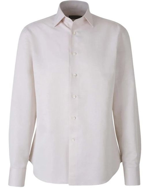 Canali White Spread-Collar Shirt for men