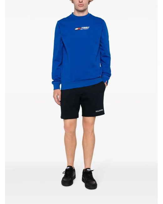 Tommy Hilfiger Blue Logo-Print Cotton Sweatshirt for men