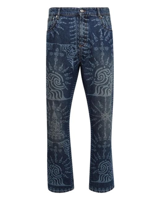 Bluemarble Blue All-Over-Print Jeans for men