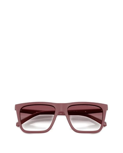 Emporio Armani Red Matte Square Sunglasses for men