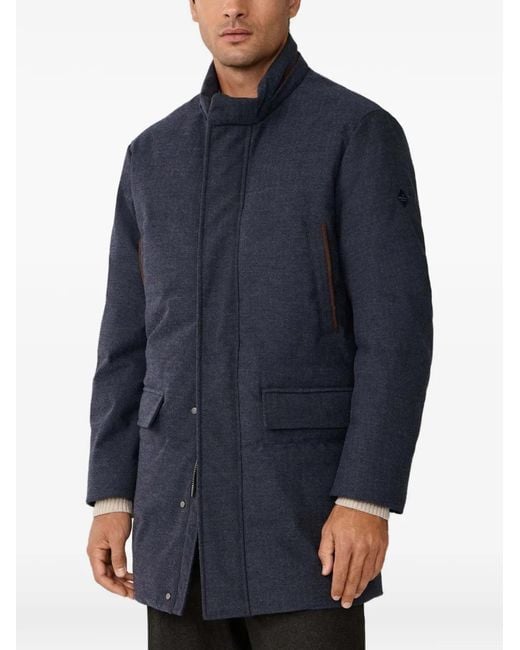 Hackett Blue Herringbone Hooded Parka for men