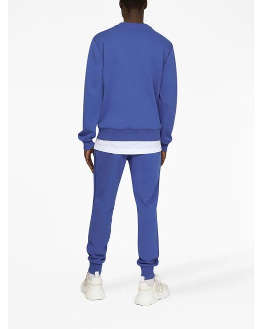 Dolce & Gabbana Blue Cotton Crew-Neck Sweatshirt For for men