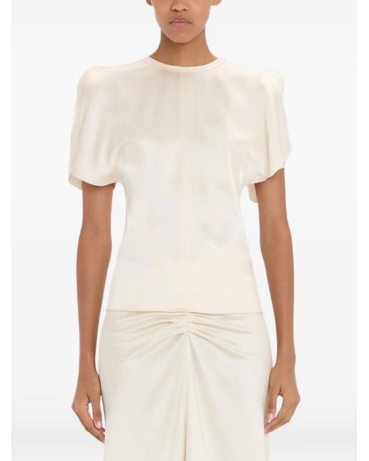 Victoria Beckham White Bela Short-Sleeve Blouse