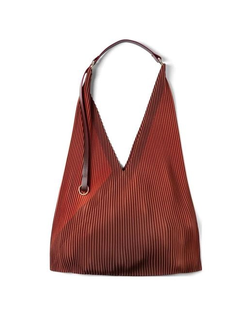 MULTITUDES BAGS Red Angelina Y Bag Pleated Tote Bag