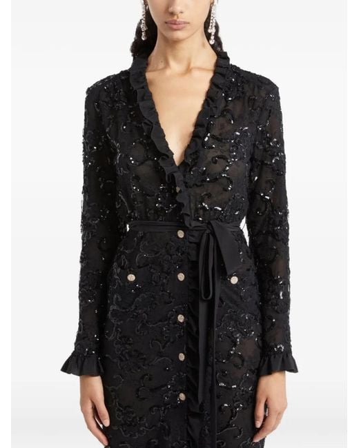 Alessandra Rich Black Sequin-Embellishment Maxi Dress