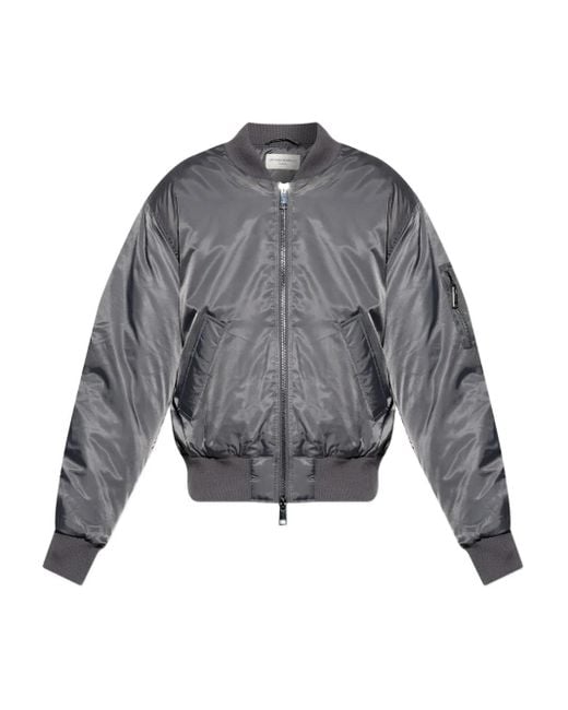 Officine Generale Gray Padded Zip-Up Bomber Jacket for men