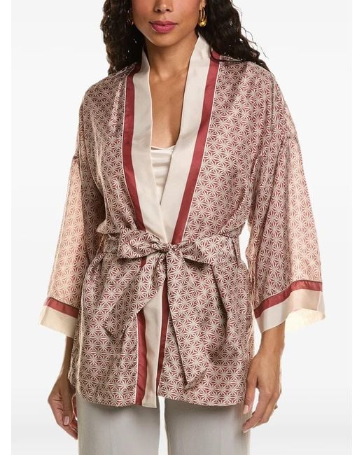 Brunello Cucinelli Pink Patterned Kimono-Style Blouse