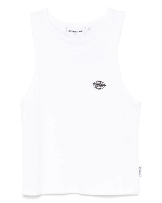 Chocoolate White Ribbed Tank Top