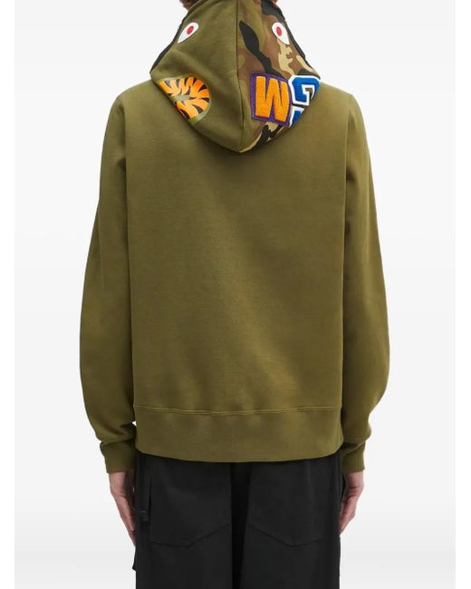 A Bathing Ape Green Camo-Shark Hoodie for men